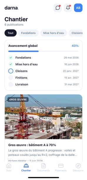 Application acquéreur : chantier en photos